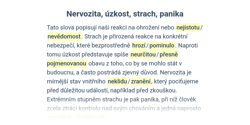 Pocity, nálady, vlastnosti