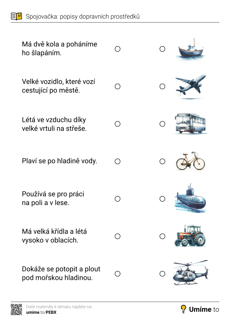 Spojovačka: popisy dopravních prostředků