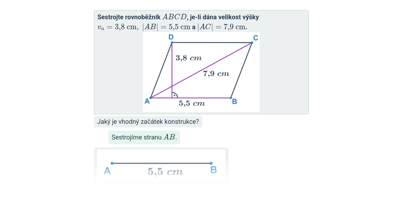 Konstrukce čtyřúhelníků: rovnoběžníky